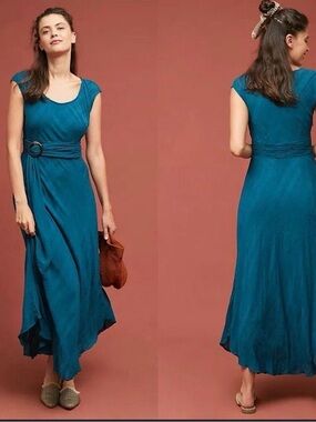 Womens Moulinette Soeurs Anthropologie Guinevere Maxi Dress Teal Size 02